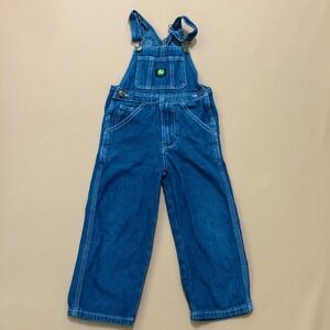 John Deere Denim Overalls Kids Bib Adjustable Straps Pockets Size 5 Outdoor Farm